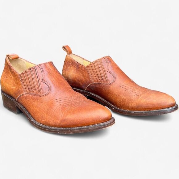 Frye Billy Shootie Boots Cognac Leather Size 7.5 Cowboy Western Rodeo Booties - Picture 1 of 11